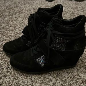 ASH Bowie Wedge size 39 (US 8) Black with sequins.